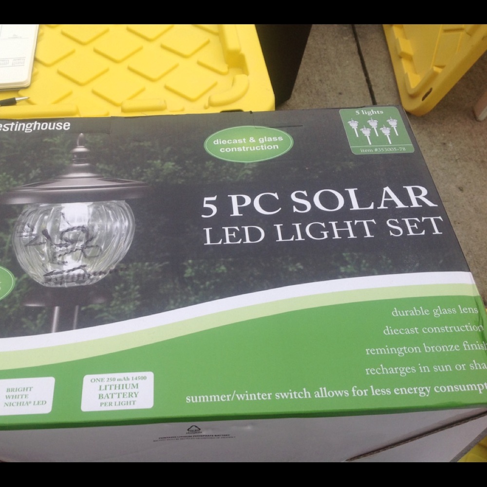 New 5pc Large LED Solar Light Set
